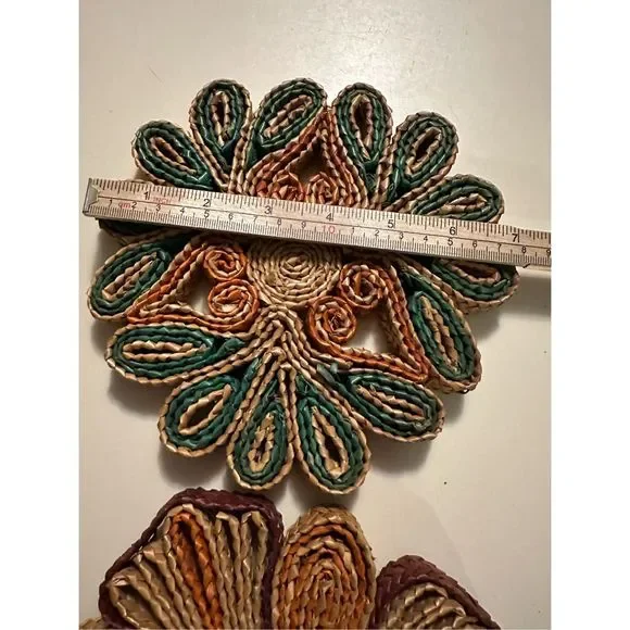 Handcrafted Floral Coasters - Green and Orange - Picture 5 of 8